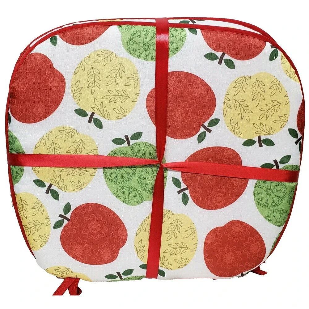 Set of 4 DELUXE CHAIR PADS w/red ties, reversible,15